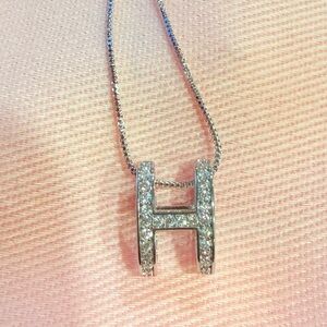 Silver Crystal 'H' Pendant Necklace - Women's Jewelry